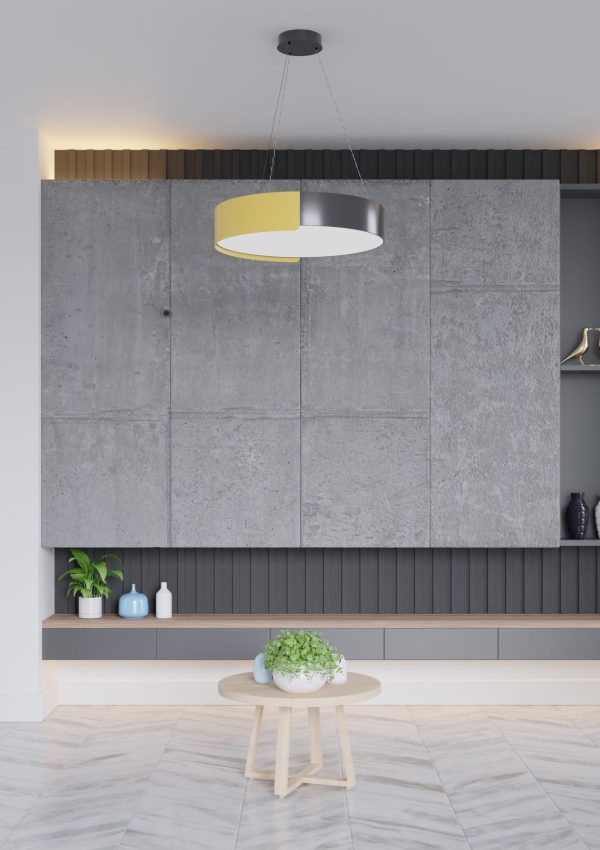Tv shelf on the in modern living room the concrete wall,3d rendering